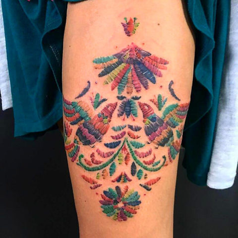 60 Tatuaggi Colorati In Stile Ricamo