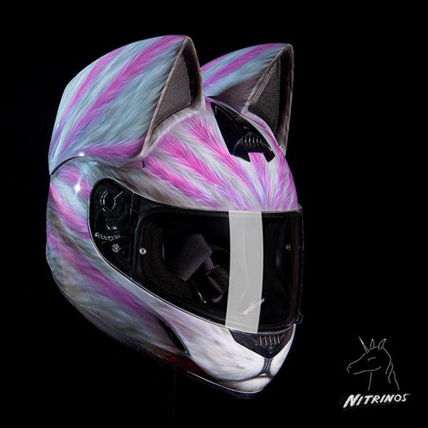 Orecchie di gatto viola bling per il tuo casco moto scooter skate sci  snowboard bici. Va bene divertirsi guidando una moto -  Italia