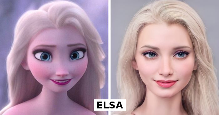 Digital artist usa l'intelligenza artificiale per trasformare i personaggi  Disney in persone reali (18 immagini)